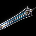 Fantasy Decorative Sword With Blue Glowing Lines And Ornate Hilt Design Details