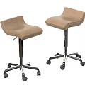 Two Modern Beige Office Chairs with Adjustable Height and Caster Wheels 3d model