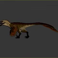 Feathered Dinosaur With Long Tail And Brown Yellow Red Plumage In Dynamic Pose