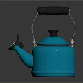 Turquoise Enamel Kettle with Black Handle and Stainless Steel Spout for Home Kitchen Use