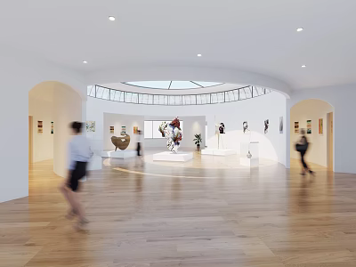 Spacious Hotel Guest Room With Wooden Floor And Artwork 3d model