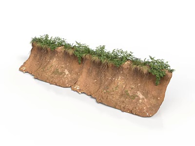 Modern Landscape Design With Soil Slope And Lush Green Vegetation Elements 3d model