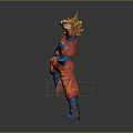 Super Saiyan Son Goku In Orange Outfit Blue Wristbands Fighting Pose Dragon Ball Anime Character