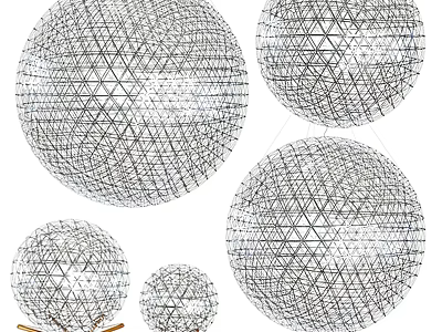Modern Spherical Chandeliers with Triangular Mesh Design in Various Sizes for Interior Decor 3d model