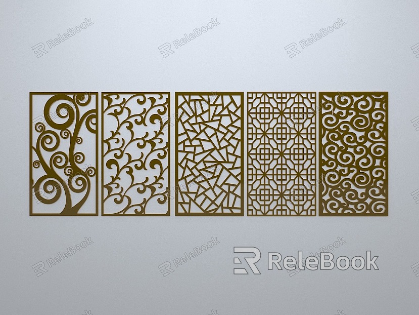 Chinese-style window grilles line silhouette pane window sill border engraved window edge strip construction model