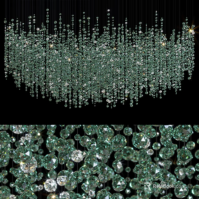 Luxurious Sparkling Crystal Chandelier Featuring Hanging Crystal Beads And Elegant Design 3d model 