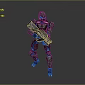 Futuristic Armored Sci Fi Character With Mechanical Weapon In Standing Pose 3d model