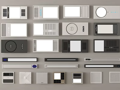 Modern Bathroom Accessories with Various Sleek Control Panels White Gray Black Designs and Functional Switches 3d model