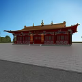 Traditional Ancient Architecture With Red Structure Golden Roof And Confucius Temple Plaque