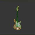 Vibrant Orange Electric Guitar With Black Neck And Stylish Body Design On Gray Background