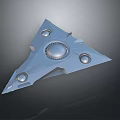 Blue Triangular Aerospace Spacecraft With Central Circular Structure And Three Small Circles 3d model