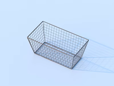 Rectangular Metal Mesh Storage Basket Perfect for Home Organizing and Storage 3d model