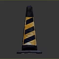 Road Safety Traffic Cone Featuring Black And Yellow Stripes With Rubber Base