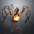 3D Rendered Fantasy Spider With Long Colored Legs And Yellow Red Abdomen
