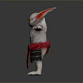 Muscular Mythical Creature Character With Horns Green Eyes Mask And Red Sash