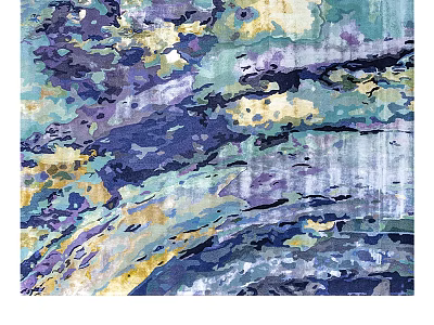 Artistic Abstract Square Rug With Colorful Blue Purple Yellow Patterns For Living Room 3d model