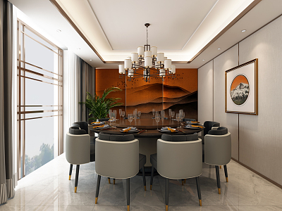 New Chinese Room Restaurant Room 3d model