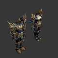 Fantasy Ornate Armor Models With Gold Blue Accents And Intricate Designs