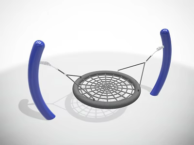 Outdoor Sports Equipment with Blue Curved Frames and Central Net Seat 3d model