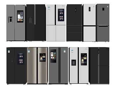 Modern Refrigerators and Freezers with Various Designs Colors and Models for Contemporary Home Kitchens 3d model