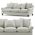 Comfortable Upholstered Three Seater Sofa With Soft Cushions And Wooden Legs