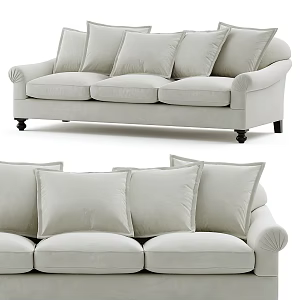 American-style three-person sofa 3d model