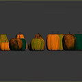 Colorful Pumpkins And Pears Display With Vibrant Green Orange Yellow Hues