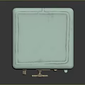 Vintage Light Green Safe With Golden Lock Handle And Circular Logo
