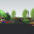 Garden Layout Design With Green Spaces Ponds Buildings Trees And Parking Areas