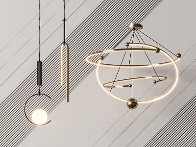 Modern Contemporary Chandelier Design With Geometric Shapes Metal Frames And LED Lighting For Interior Decor 3d model