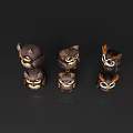 Six Cute Owl Figurines with Different Poses Decorative Heads and Expressions