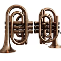 Vintage Brass Musical Instruments Pair As Artistic Tools For Creative Use