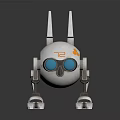 White Robot Rabbit With Long Ears Blue Eyes Orange Accents TB Logo And Mechanical Limbs