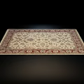 Classic Square Carpet With Intricate Floral Patterns Beige Background And Red Border Design 3d model