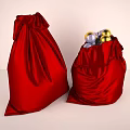 Red Satin Decorative Bags with Bow and Colorful Balls Inside