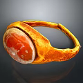 Handcrafted Wooden Ring With Red Stone Inlay And Natural Wood Texture