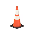 High Visibility Traffic Cone with Orange White Reflective Stripes and Black Base
