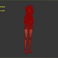 3D Character With Blue Hair Green Wreath And Black Dress Standing Against Grey Background
