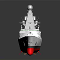 Modern Warship With Gray Hull Red Bottom Radar System And Superstructure Features 3d model