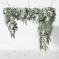 Beautiful Floral Arch Decoration With White Pink Flowers And Green Hanging Leaves