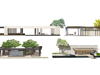 Modern Pergola Design For Outdoor Garden With Wooden Structure And Seating Area 3d model