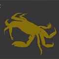 Dark Brown Aquatic Crab with Hard Shell and Long Claws Isolated on Smooth Dark Background