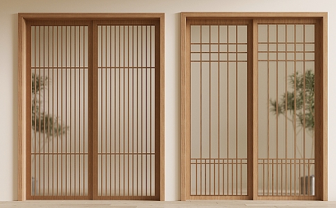 New Chinese-style sliding door 3d model