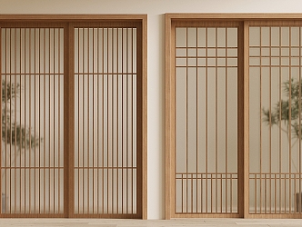 New Chinese-style sliding door 3d model