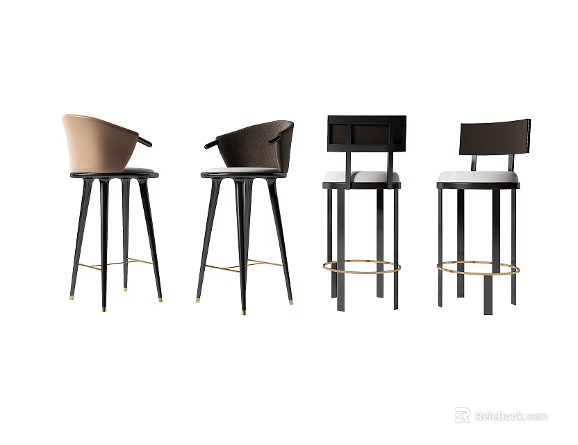 Modern Style Bar Stools Featuring Different Colors And High Leg Backrest Design 3d model