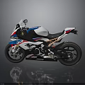 Modern Sport Motorcycle With White Blue Red Stripes Black Seat And Wheels