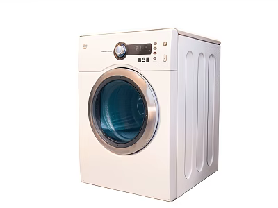 White Front Loading Washing Machine With Digital Control Panel And Modern Design 3d model