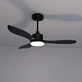 Modern Black Ceiling Fan Light with White Illuminated Center and Sleek Blades