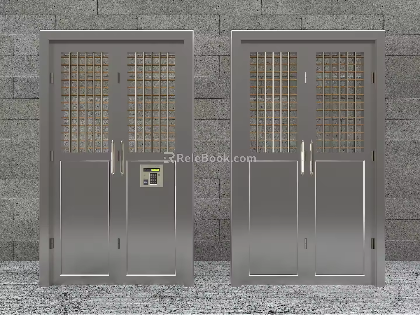 Metal security door electronic access control system 3d model
