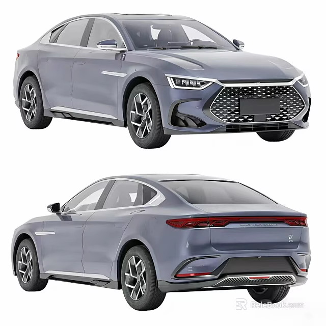 Gray Sedan Showcasing Front And Rear Views 3d model 